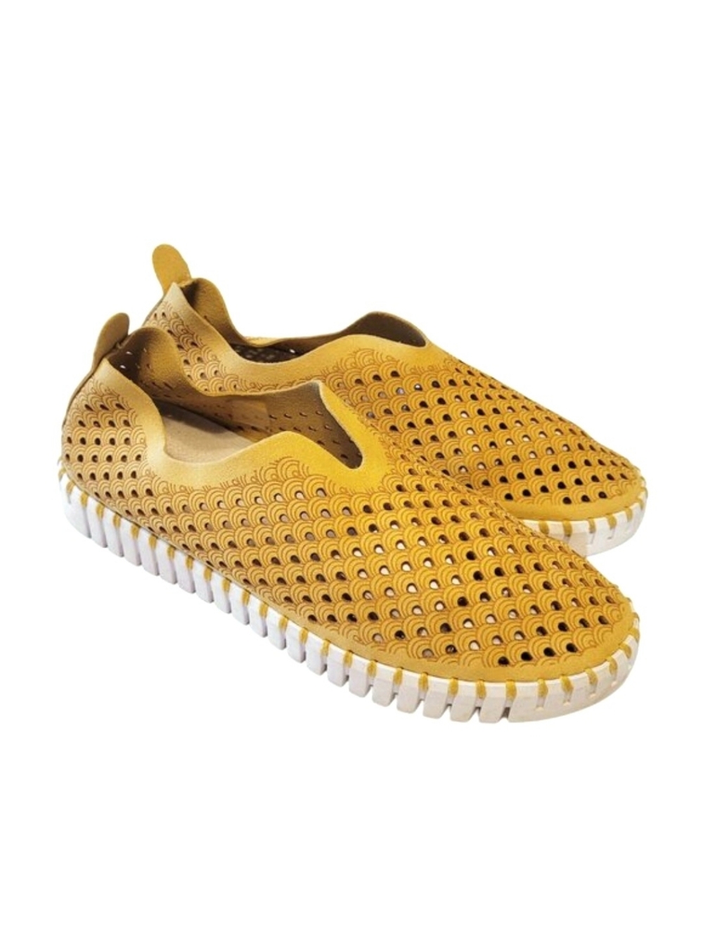 Ilse Jacobson Tulip Perforated Slip On Sneakers in Golden Rod 39